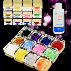 SET GEL UV COLORAT CU SCLIPICI 12 BUCATI + DEGRESANT SINA CADOU foto