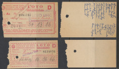 CFL 1952 ROMANIA 2 bilete loterie LOTO D de 1 leu si 20 lei foto