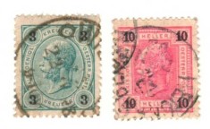SV * Austria (LOT 2 TIMBRE STAMPILATE) 3 KREUZER + 10 HELLER Franz Joseph