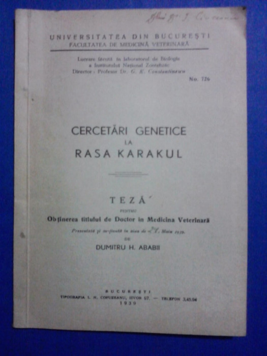 Cercetari genetice la rasa Karakul 1939 / R3P2S