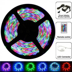 Set kit banda 150 led multicolor 5 metri, telecomanda, sursa alimentare 12v 3a foto