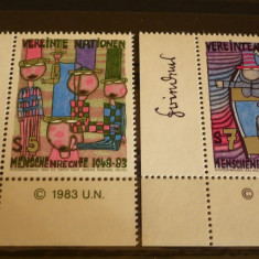 NATIUNILE UNITE VIENA 1983 – DREPTURILE OMULUI, serie nestampilata, A25