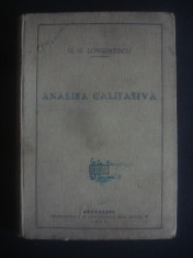 G. G. LONGINESCU - ANALIZA CALITATIVA {1929} foto