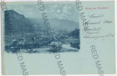 3416 - BRASOV, Panorama, Litho - old postcard - used - 1898 foto