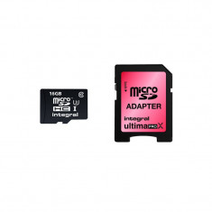 Card Integral UltimaPro X microSDHC 16GB Clasa 10 cu Adaptor SD foto