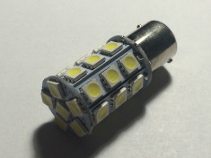 Led auto BA15S, 27 SMD-uri, cu soclu mare, pini simetrici la 180 grade foto