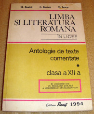 Limba si Literatura Romana / Antologie de texte comentate - clasa a XII a foto