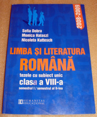 Limba si Literatura Romana tezele cu Subiect unic clasa a VIII a - Humanitas foto