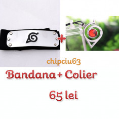 Set Anime Bandana Naruto + Pandantiv Konoha foto