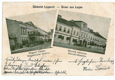 531 - LUGOJ, Timis, CASINO, Litho - old postcard - used - 1900 foto