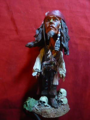 Bibelou - Jack Sparrow -Piratii din Caraibe -prod.Neca ,cap mobil ,h=16cm foto