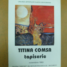 Titina Comsa tapiserie pliant expozitie 1993 Orizont Bucuresti