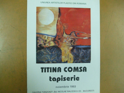 Titina Comsa tapiserie pliant expozitie 1993 Orizont Bucuresti foto
