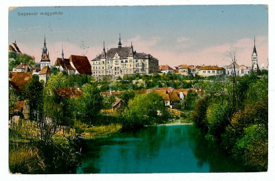2046 - SIGHISOARA, Mures, Panorama - old postcard - used - 1917 foto