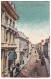 Craiova str.Cogalniceanu (scris C) animata,birje carte postala RARA aprox. 1925, Necirculata, Printata