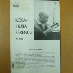 Kosa Huba Ferenc sculptura 70 ani catalog expozitie 1980 Korunk