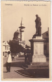 Constanta Giamia cu Statuia lui Ovidiu CP aprox 1920, Necirculata, Printata