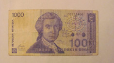 CY - 1000 dinara dinari 1991 Croatia foto