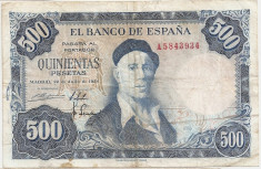 SPANIA 500 pesetas 1954 F foto