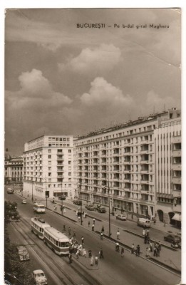 CPI (B7397) CARTE POSTALA - BUCURESTI. PE B-dul G-ral MAGHERU R.P.R. TRAMVAI foto