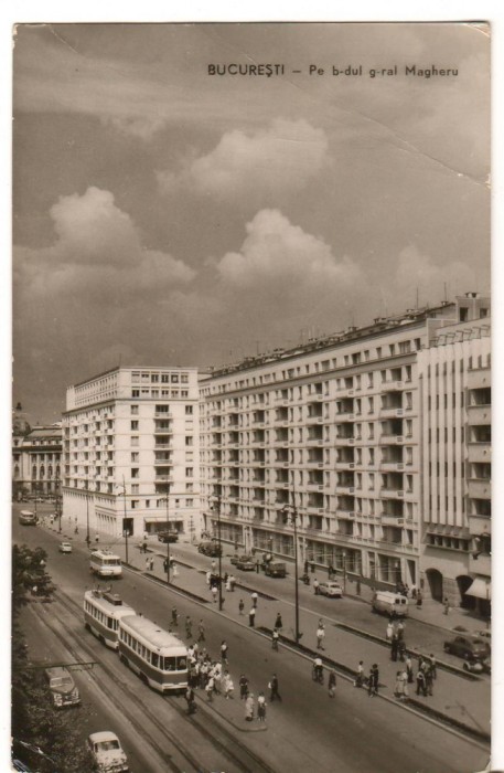 CPI (B7397) CARTE POSTALA - BUCURESTI. PE B-dul G-ral MAGHERU R.P.R. TRAMVAI