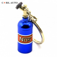 Breloc auto NOS Bottle albastru metalic + cutie simpla cadou