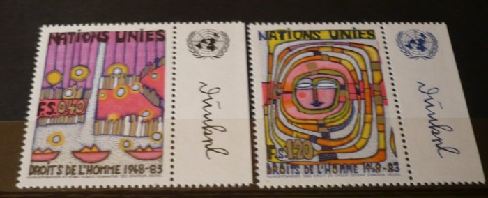 NATIUNILE UNITE GENEVA 1983 – DREPTURILE OMULUI, serie nestampilata UN33 foto mare NATIUNILE UNITE GENEVA 1983 – DREPTURILE OMULUI, serie nestampilata UN33 foto mare