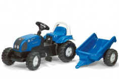 Tractor Cu Pedale Si Remorca Rolly Toys 011841 Albastru foto