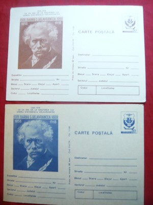 2 Carti Postale ilustrate -120 Ani - nasterea lui B.St.Delavrancea cod 161/78 foto