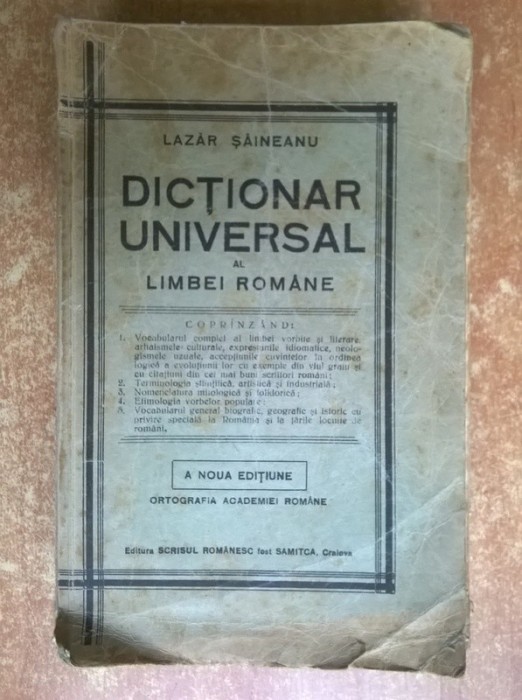Lazar Saineanu - Dictionar universal al limbei romane foto mare Lazar Saineanu - Dictionar universal al limbei romane foto mare