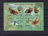 ROMANIA 2002 LP 1591 FLUTURI ENDEMICI DIN ROMANIA BLOC DE 4 TIMBRE MNH, Nestampilat