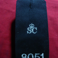 Epolet Militar SC si Coroana ,nr.matricol 8051 .L= 14 cm