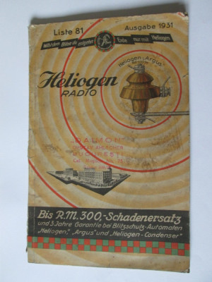 CATALOG/CARTE PUBLICITARA FABRICA PRODUSE ELECTROTEHNICE HELIOGEN,GERMANIA 1931 foto