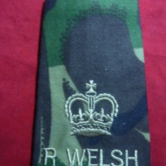 Epolet Anglia R.Welsh si Coroana , L= 11,5 cm ,mat. textil