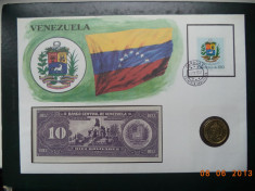 Venezuela - Plic ( FDC ), moneda si bancnota. foto