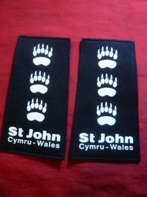 2 Embleme militare de umar -St.John Cymru Wales -Marea Britanie L= 11,5 cm foto