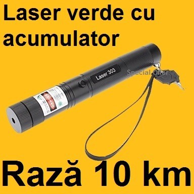 LASER POINTER Verde 10000 mw Serie 303 acumulator 6800mAh | Okazii.ro