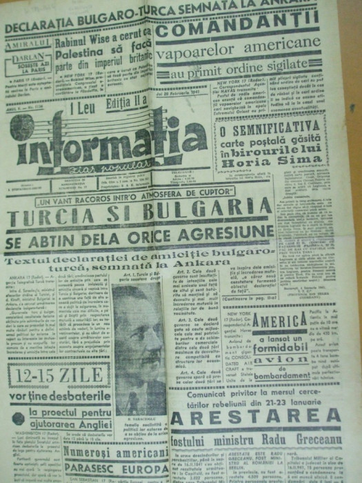 Informatia 20 februarie 1941 rebeliunea legionara Bucuresti Horia Sima Vacaresti