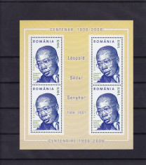 ROMANIA 2006 LP 1714 a CENTENAR LEOPOLD SEDAR SENGHOR BLOC DE 4 MARCI MNH foto