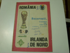 program de meci :romania -irlanda de nord 16 octombrie 1985 foto