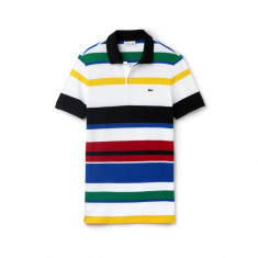 Lacoste Fold-Over Collar Jersey Pique Multi-Striped Polo S foto