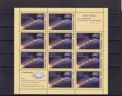 ROMANIA 2007 LP 1789 b SPRIJIN PT. NEVAZATORI MINIC. 10 TIMBRE+2VINIETE MNH foto