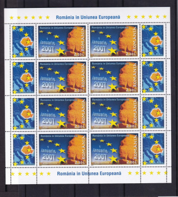 ROMANIA 2007 LP 1752 a ROMANIA IN U. E. MINICOALA 8 TIMBE SI 8 VINIETE MNH foto