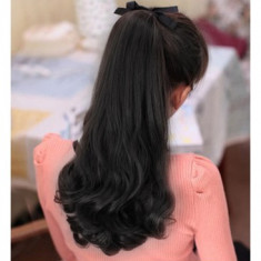 PER56 Coada ponytail, brunet, cu fundita atasata foto