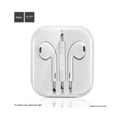 Casti audio stereo Hoco, design Apple, comenzi rapide pe fir, cu microfon, ALBE foto