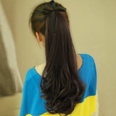 PER57 Coada ponytail, saten inchis, cu fundita atasata foto