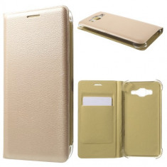 Husa Samsung Galaxy J5 (2015) - Flip Cover Gold foto