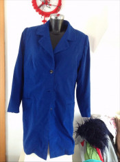 Palton dama, tip sacou lung, marimea M, albastru ecletic, vintage! foto