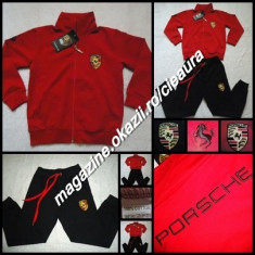 TRENING COPII FIRMA PORSCHE BUMBAC ROSU NEGRU COSTUM SPORT 7 8 9 10 ANI UNISEX foto