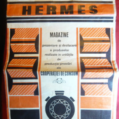 Sacosa din hartie cu reclama magazin comunist Hermes , Bucuresti 35x54 cm